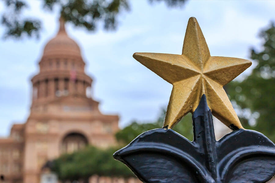 Closeup of star on Texas Capitol fence