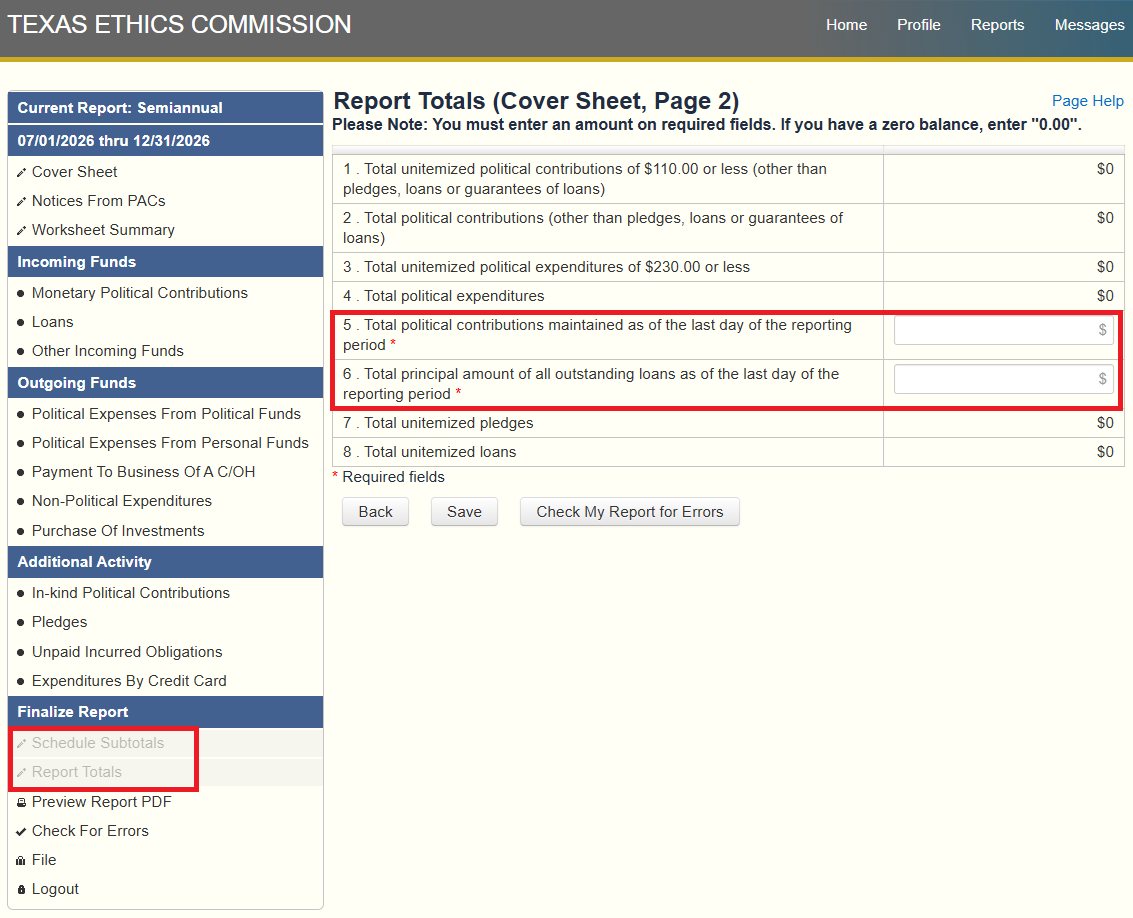 Screenshot showing where to enter 